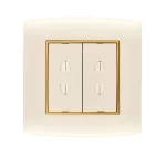 فيش كهرباء مزدوج بفتحتين 16 أمبير الفنار موديل أمنية المقاس  7x7 اللون بيج بحلقة ذهبى